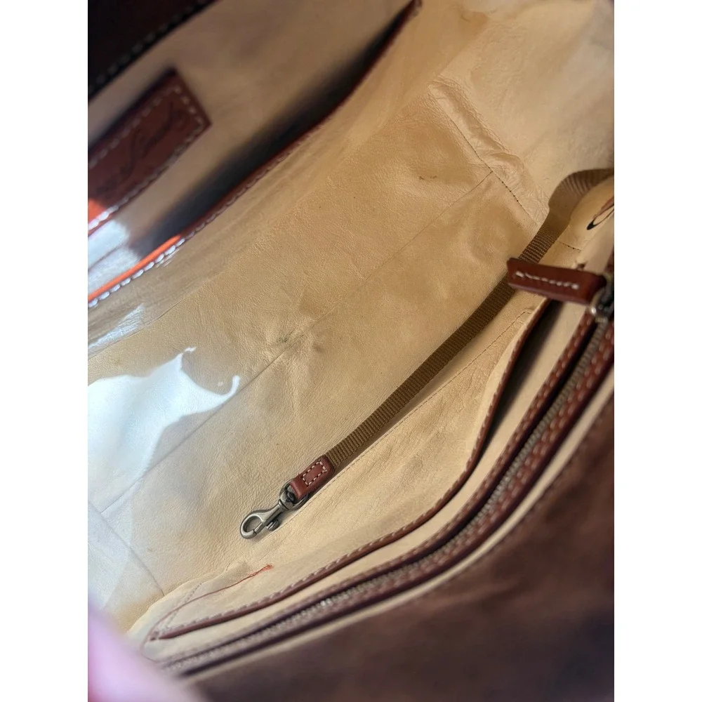Dooney & Bourke Florentine Leather Satchel/Crossbody – British Tan